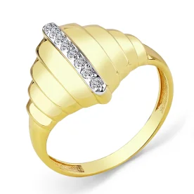 Кольцо из желтого золота с фианитом