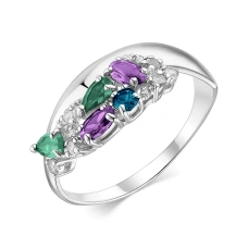 Серебряное кольцо с полудрагоценными камнями