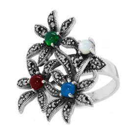 Серебряное кольцо с полудрагоценными камнями