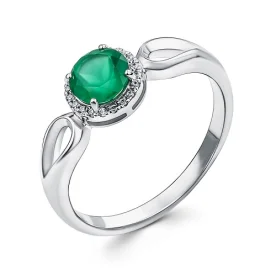 Серебряное кольцо с агатом зеленым