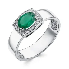 Серебряное кольцо с агатом зеленым