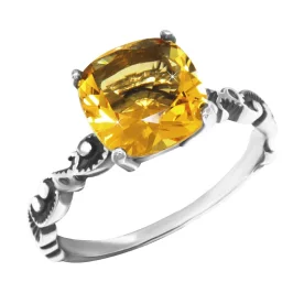 Серебряное кольцо с позолотой с кварцем