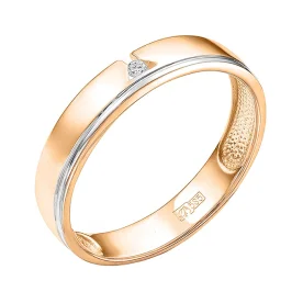 Золотое обручальное кольцо с фианитом