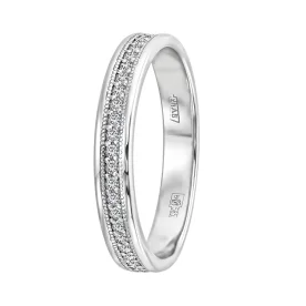 Кольцо обручальное из белого золота с бриллиантом