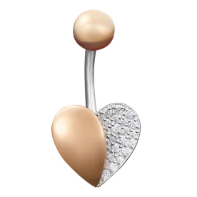 Серьга д/пирсинга из золота с фианитом