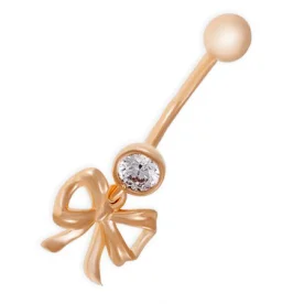 Серьга д/пирсинга из золота с фианитом