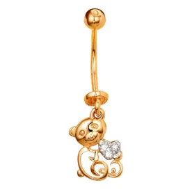 Серьга д/пирсинга из золота с фианитом