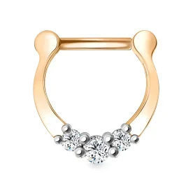 Серьга д/пирсинга из золота с фианитом