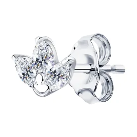 Серьга д/пирсинга из серебра с фианитом