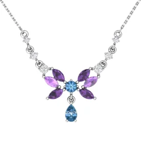 Серебряное колье с кварцем