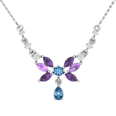 Серебряное колье с кварцем
