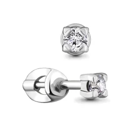 Серебряная серьга пусет (гвоздик) с фианитом