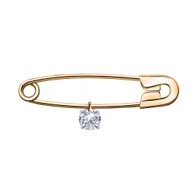 Булавка из золота с фианитом