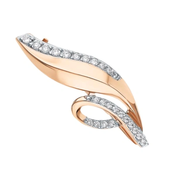 Брошь из золота с фианитом
