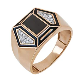 Печатка из золота с фианитом