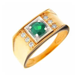 Печатка из золота с изумрудом