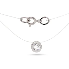 Подвеска на леске из серебра с фианитом