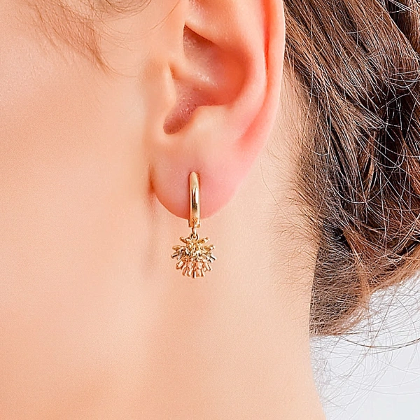 Серьги ежики из золота 585